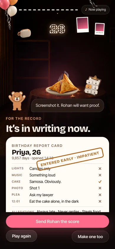 A frame from The Birthday Surprise.
